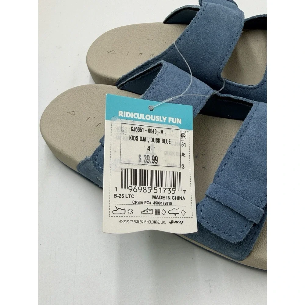 Reef Kids Ojai Sandals Suede Dusk Blue New Size 4 Boys Girls MSRP: $39.99